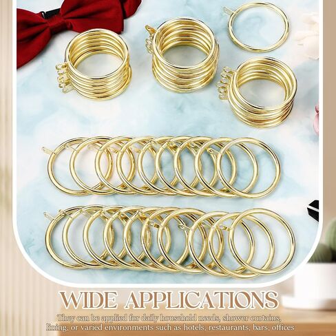 40 Pieces Gold 2 Inch Inner Diameter Metal Curtain Rings with Eyelets Drapery Rings Decorative Curtain Rod Rings Drapery Curtain Rings Compatible with up to 1 1/2" Drapery Rod in Saudi Arabia
