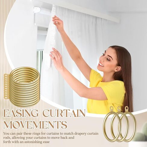 40 Pieces Gold 2 Inch Inner Diameter Metal Curtain Rings with Eyelets Drapery Rings Decorative Curtain Rod Rings Drapery Curtain Rings Compatible with up to 1 1/2" Drapery Rod in Saudi Arabia