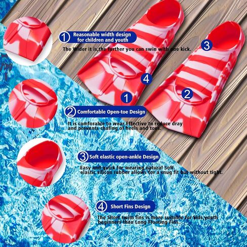 Kids Swim Fins,Short Youth Fins Swimming Flippers,Swim Training Fins for Lap Swimming,for Children Girls Boys Beginners in Saudi Arabia