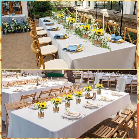 43 Pcs Mason Jar Table Centerpiece 6 Sets Mason Jar Vases 18 Faux Sunflower 18 Baby's Breath 1 Rope Boho Rustic Mason Jar Table Decoration for Reception Engagement Party Bridal Shower Wedding in Saudi Arabia