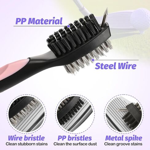 مجموعة مناشف جولف وفرشاة من أولوك - مجموعة تنظيف نادي الجولف لحقيبة الجولف، منشفة نسائية من الألياف الدقيقة مع أداة تحديد الكرة لإكسسوارات الجولف، وردي in Kuwait