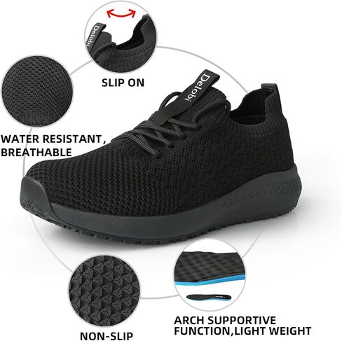 Non Slip Shoes for Women Food Service Work Shoes Restaurant slip Resistant Hospital Walking Sneakers Breathable Lightweight Lace Up Shoes in Saudi Arabia
