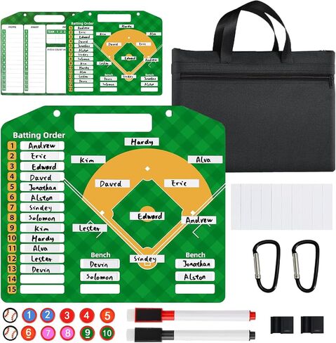 Magnetic Baseball Lineup Board | Baseball Dry Erase Coaching Broad | Softball Lineup Cards Marker Boards | Baseball Clipboard for Coaches | Baseball Lineup Board for Dugout in Kuwait