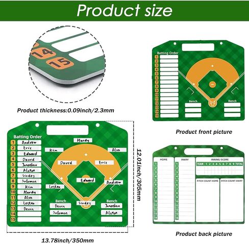 Magnetic Baseball Lineup Board | Baseball Dry Erase Coaching Broad | Softball Lineup Cards Marker Boards | Baseball Clipboard for Coaches | Baseball Lineup Board for Dugout in Kuwait