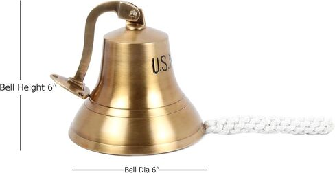 6" Decorative Antique Bell Brass Bell Nautical Ships Bell (Columbus) Engraved in Saudi Arabia