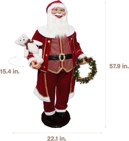 Fraser Hill Farm 58-In. Dancing Santa with Teddy Bear in Kuwait