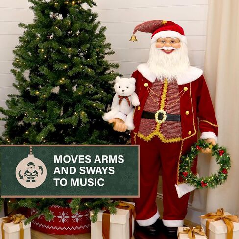 Fraser Hill Farm 58-In. Dancing Santa with Teddy Bear in Kuwait