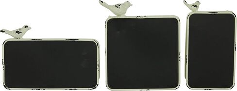 Deco 79 Metal Bird Chalkboard Decorative Sign, Set of 3 5", 8", 8"H, Black in Saudi Arabia