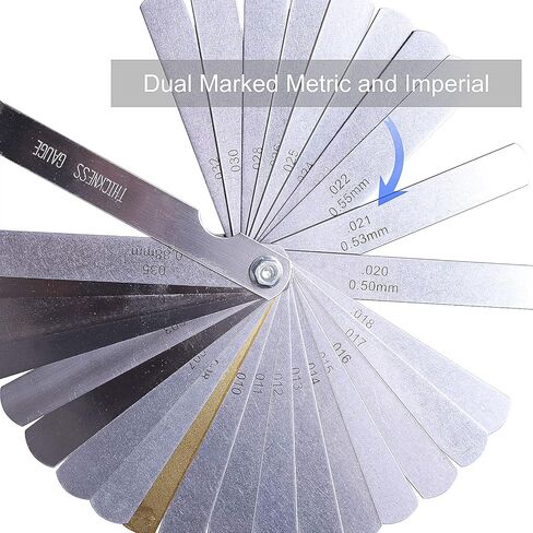 مقياس المحسس 32 شفرات من الفولاذ المقاوم للصدأ أداة قياس المحسس قابلة للطي ومزدوجة وإمبراطورية لقياس عرض الفجوة in Kuwait