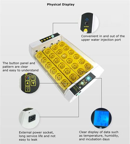 110V 24 Eggs Incubator Full Automatic Incubator with LCD Display Automatic Temperature and Humidity Control Incubator for Hatching Eggs in Saudi Arabia