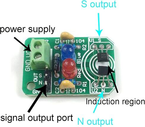 DC 4.5-24V Hall Magnetic Induction Module Electronics Module Parts Magnetic Induction Sensor South and North Pole Detection Resolver for Home, Office and Industrial Electrical in Kuwait