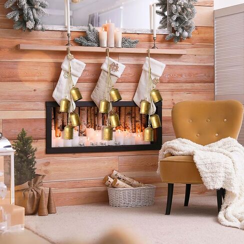 Bell Chime 3 Pcs Bells Relaxing Tranquil Christmas Decor Christmas Bells Cow Bells Rustic Hanging Bell with Rope Iron Xmas Garden Bells Retro Metal Bells Outdoor Harmony Bells, Home Decor in Saudi Arabia