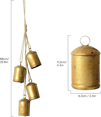 Bell Chime 3 Pcs Bells Relaxing Tranquil Christmas Decor Christmas Bells Cow Bells Rustic Hanging Bell with Rope Iron Xmas Garden Bells Retro Metal Bells Outdoor Harmony Bells, Home Decor in Saudi Arabia