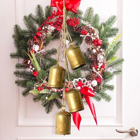 Bell Chime 3 Pcs Bells Relaxing Tranquil Christmas Decor Christmas Bells Cow Bells Rustic Hanging Bell with Rope Iron Xmas Garden Bells Retro Metal Bells Outdoor Harmony Bells, Home Decor in Saudi Arabia