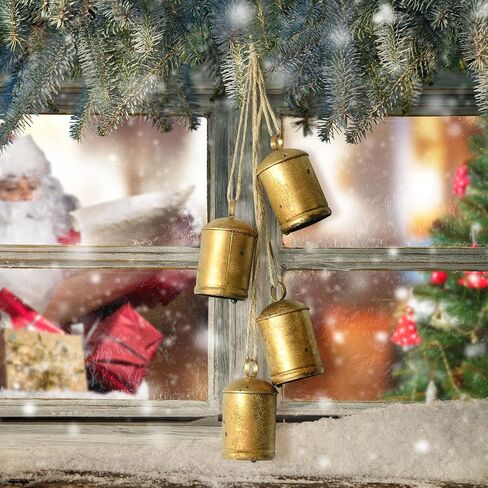 Bell Chime 3 Pcs Bells Relaxing Tranquil Christmas Decor Christmas Bells Cow Bells Rustic Hanging Bell with Rope Iron Xmas Garden Bells Retro Metal Bells Outdoor Harmony Bells, Home Decor in Saudi Arabia