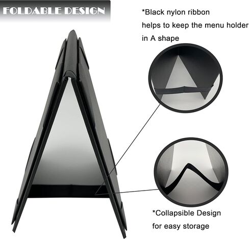 14 عبوة من غطاء القائمة ثلاثي الجوانب لقائمة مقاس 4 × 6 بوصة، خيام طاولة سوداء صغيرة، حامل قائمة جلدي لمطعم البار والمقهى والحفلات المنزلية in Kuwait
