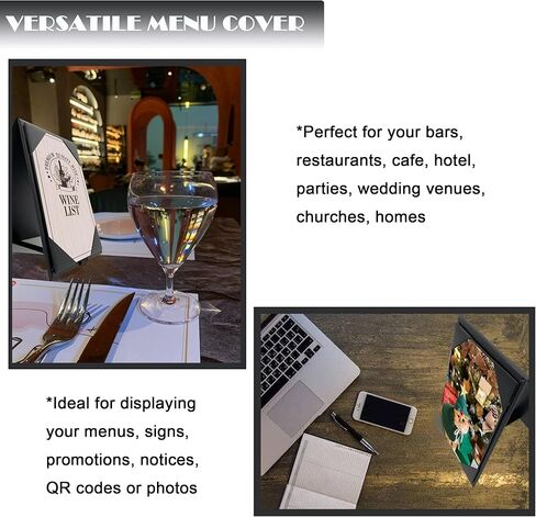 14 عبوة من غطاء القائمة ثلاثي الجوانب لقائمة مقاس 4 × 6 بوصة، خيام طاولة سوداء صغيرة، حامل قائمة جلدي لمطعم البار والمقهى والحفلات المنزلية in Kuwait