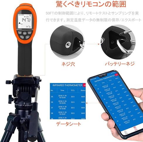 BTMETER BT-985CAPP ميزان الحرارة الصناعي بالأشعة تحت الحمراء، نسبة بقعة المسافة 12:1، درجة الحرارة الرقمية بالليزر HVAC غير التلامسية - 58 درجة فهرنهايت ~ 1472 درجة فهرنهايت لفرن بيتزا المطبخ، وليس للإنسان in Kuwait