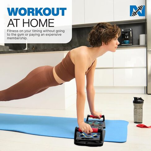 Foldable Push Up Board with Resistance Bands and Time Counter, 10 in 1 Push Up Bar, Multifunctional Push Up Board for Men and Women, Push up Handles for Floor, Pushup Board for Men Workout in Saudi Arabia
