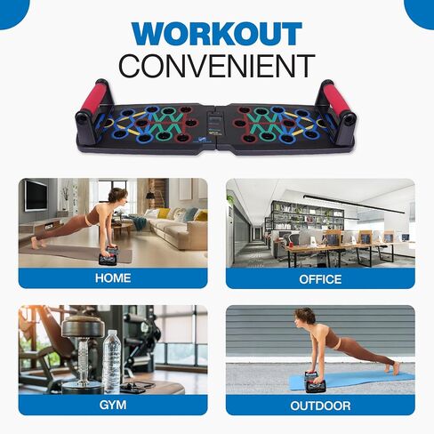 Foldable Push Up Board with Resistance Bands and Time Counter, 10 in 1 Push Up Bar, Multifunctional Push Up Board for Men and Women, Push up Handles for Floor, Pushup Board for Men Workout in Saudi Arabia