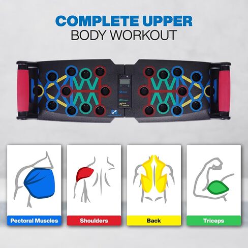 Foldable Push Up Board with Resistance Bands and Time Counter, 10 in 1 Push Up Bar, Multifunctional Push Up Board for Men and Women, Push up Handles for Floor, Pushup Board for Men Workout in Saudi Arabia