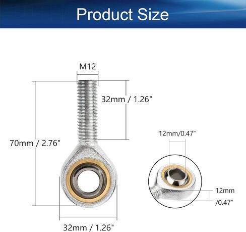 Bettomshin 2 قطعة SAL12T/K M12 رود نهاية الكرة تحمل 12 مللي متر فيش الذكور الموضوع موصل مشترك تحمل اليد اليسرى رود نهاية تحمل in Kuwait