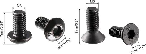 مسمار بغطاء سداسي من uxcell، M3x6mm M3x8mm رأس غاطس ورأس زر برغي مقبس سداسي 150 قطعة in Saudi Arabia