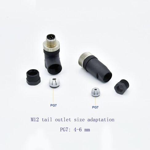 2Pcs M12 5 Pin Male Circular Connector, B Code Industrial Circular Connector IP67 Waterproof Field Assembly Wireable Sensor Straight Type Unshiled Adapter for PG7 Cable 125V 4A AC/DC in Saudi Arabia