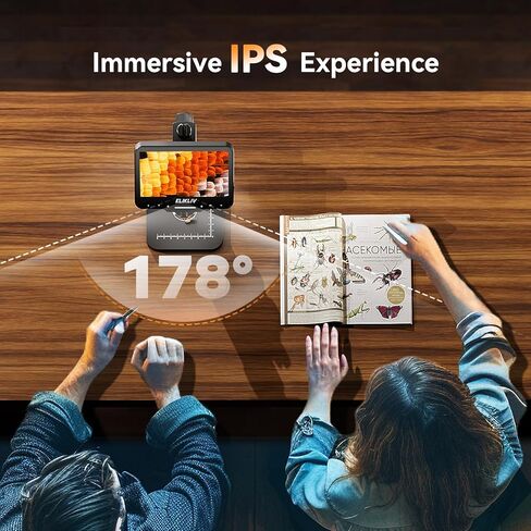 مجهر العملة Elikliv EDM4 Max، مجهر رقمي LCD 4.3 بوصة 1000x، مكبر للعملات المعدنية مع 8 مصابيح LED قابلة للتعديل، مجهر للعملات المعدنية مع شاشة، عرض الكمبيوتر الشخصي مع Windows/Mac، بطاقة SD سعة 32 جيجابايت متضمنة in Kuwait