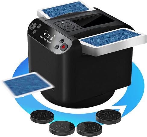 ماكينة خلط وتوزيع البطاقات الأوتوماتيكية، ماكينة بطاقات أونو شافلر، ماكينة توزيع وخلط البطاقات، ماكينة خلط بطاقات ذكية 2 في 1 تدور 360 درجة للأونو، تكساس هولدم، ألعاب بولر منزلية، لعبة ورق in Saudi Arabia
