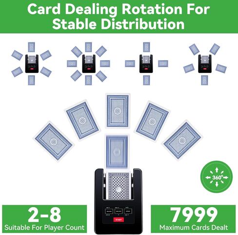 Card Dealer Machine, Automatic Algorithmic Card Dealer for 2-12 Players Dealer Rotating 360° for Texas Hold'em Blackjack Card Games Casino&Home in Saudi Arabia