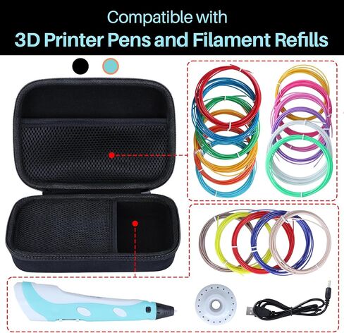 Hard Case Compatible with SCRIB3D P1 Advanced / MYNT3D Super Professional Printing / 3Doodler Flow / PIKA3D PRO 3D Printing Pen (Purple + Teal Case) in Kuwait