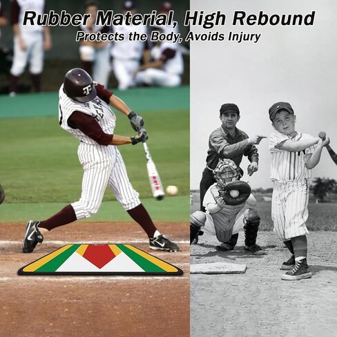 Extended Baseball Home Plate Mat with Color Highlights for Pitching and Hitting Practice,Rubber Home Plate Mat for Training in Saudi Arabia