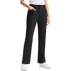 SANTINY Women's Golf Pants with 5 Pockets High Waisted Quick Dry Stretch Pants for Women Travel Work Casual (Black_XL)