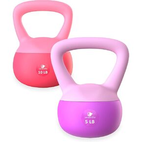 Soft Kettlebells, Serenilite Kettlebell Sets, Kettle Bell Sets for Women & Men, Safe Strength Training Kettlebells, Kettlebell Weights for Home Workouts & More (5 LB Purple - 10 LB Red)