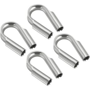 PATIKIL 1/4"/ 6mm Wire Rope Tube Thimble, 4 Pack 304 Stainless Steel Rope Thimbles for Towing Rigging, Silver