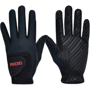 Peicees Horse Riding Gloves Professional Equestrian Show Gloves for Women Men Kids Ladies Horseback Riding Gloves Black White