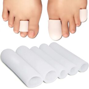 Gel Toe Caps Toe Protectors, Toe Sleeve Longest Silicone Finger Protectors Free Cut Relief Pain for Hammer Toes, Big Toe Bunion, Corns, Calluses & Blisters, 4.3 inch Small and Large(5 Pack)