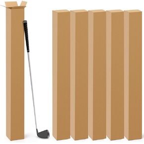 Qilery 5 Pcs 4 x 4 x 40 Inch Golf Club Shipping Boxes 4L x 4W x 40H Tall Corrugated Boxes Cardboard Long Golf Storage Box for Shipping, Packaging, Moving, Mailing, Home or Business
