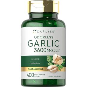 Carlyle Odorless Garlic Extract 3600mg Softgels | 400 Count | Non GMO, Gluten Free Supplement