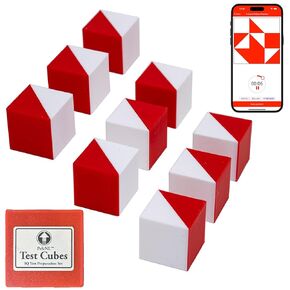 IQ Test Cubes (Natural Edition) – 9 Kohs Cubes, Practice for Block Design Test, WAIS IV and WISC V Tests