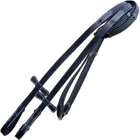Exion Rubber Web Reins for Horses | Non-Slip Grippy English Reins | Dressage Reins with 7 Hand Stoppers and SS Buckles