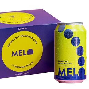 Melo - Banana Cream - Sparkling Kava - 6 Pack (12 Fl Oz) - Non-Alcoholic, Sugar Free, Zero Calories, Gluten Free & Vegan with A Noticeable Calming Effect