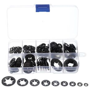 uxcell 260 Pcs Internal Tooth Washers Set, 9 Sizes M2/M2.5/M3/M4/M5/M6/M8/M10/M12 Quick Star Locking Washers, 65Mn Steel Push on Speed Clips Fastener