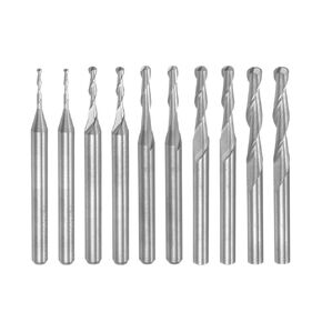 uxcell 10pcs Ball Nose End Mills CNC Router Bits, 1/8" Shank 1.0-3.175mm Spiral Upcut 2 Flutes Solid Carbide Cutter Milling Tools for PCB Acrylic Plastic Wood Aluminum