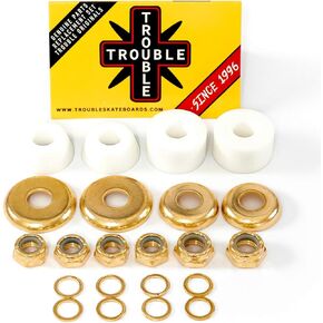 Trouble Bushings for Skateboard Trucks • Hard 100A • Cushion Rebuild Bushing Kit • White/Gold (BH1)
