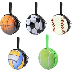 Honbay 5PCS Sports Ball Pattern Baseball Basketball Tennis Volleyball Soccer Storage Case Organizer Pouch Bag for Earphone USB Flash Drive Necklace Bracelets Earrings
