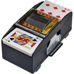 BUTIAN ماكينة خلط بطاقات البوكر الأوتوماتيكية، 1-2 طابق من ماكينة خلط بطاقات البوكر، ماكينة خلط بطاقات كهربائية تعمل بالبطارية للعبة النادي المنزلي والحفلات (أسود) in Kuwait