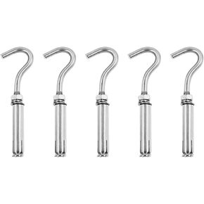 Concrete Wall Hook, 304 Stainless Steel Expansion Hook,Concrete Hook,Open Cup Hook, Heavy Duty Hooks Expansion Bolts for Concrete Brick Wall 5 Pack M6