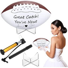 Liliful Wedding Football with 1 Stand 1 Signature Pen 1 Pump Custom Autograph Football for Wedding Garter Toss Wedding Game Wedding Reception Wedding Favor